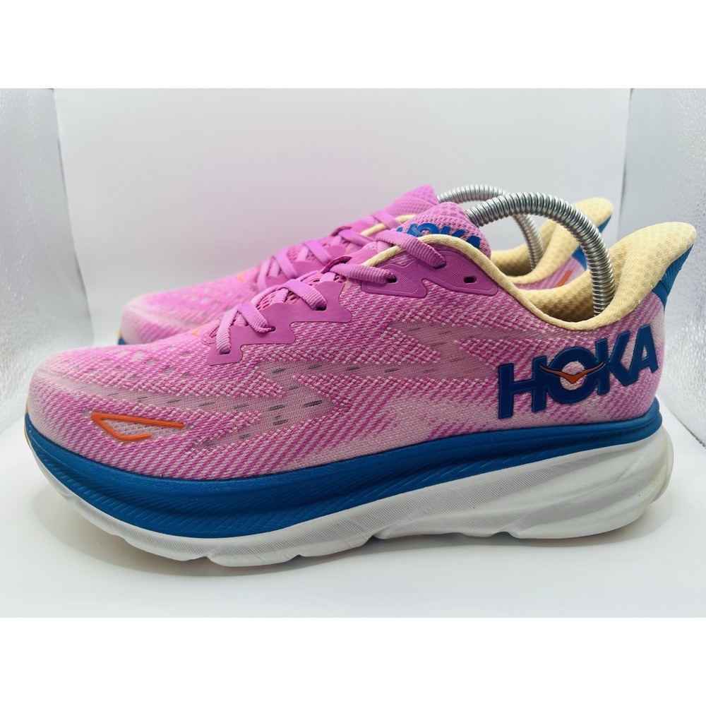 Hoka One One Women's Pink Running Sneakers with Blue Midsole - Picture 1 of 11